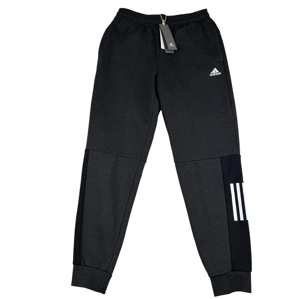 Adidas M SID LGO Pt FL Joggers Mens M Black Heather Fleece DM4320 3-Stripei